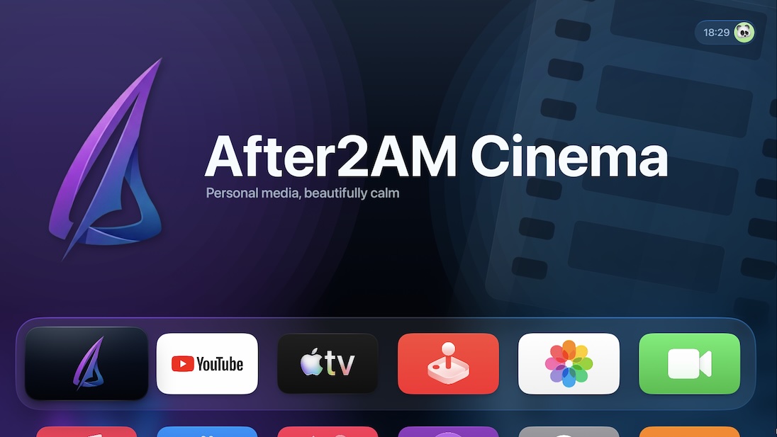 Needlefin featured on the Apple TV home screen with its cinematic top shelf artwork